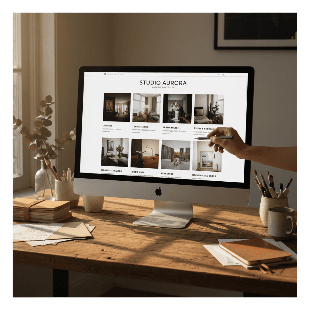 Professional portfolio website displayed with project showcase layout