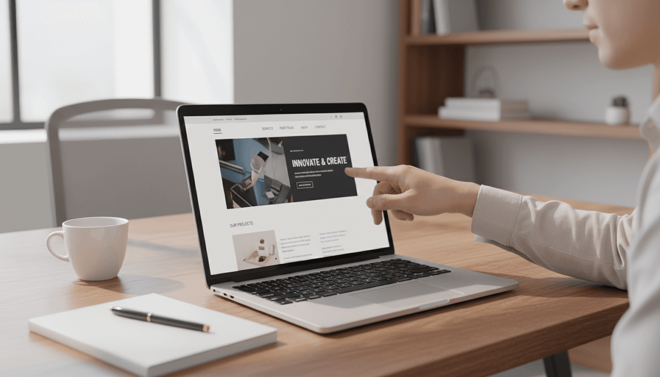 Web designer working on a responsive website design on laptop screen