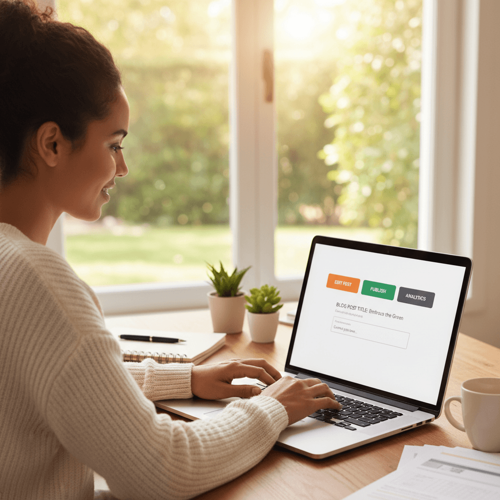 User updating website content through intuitive management interface