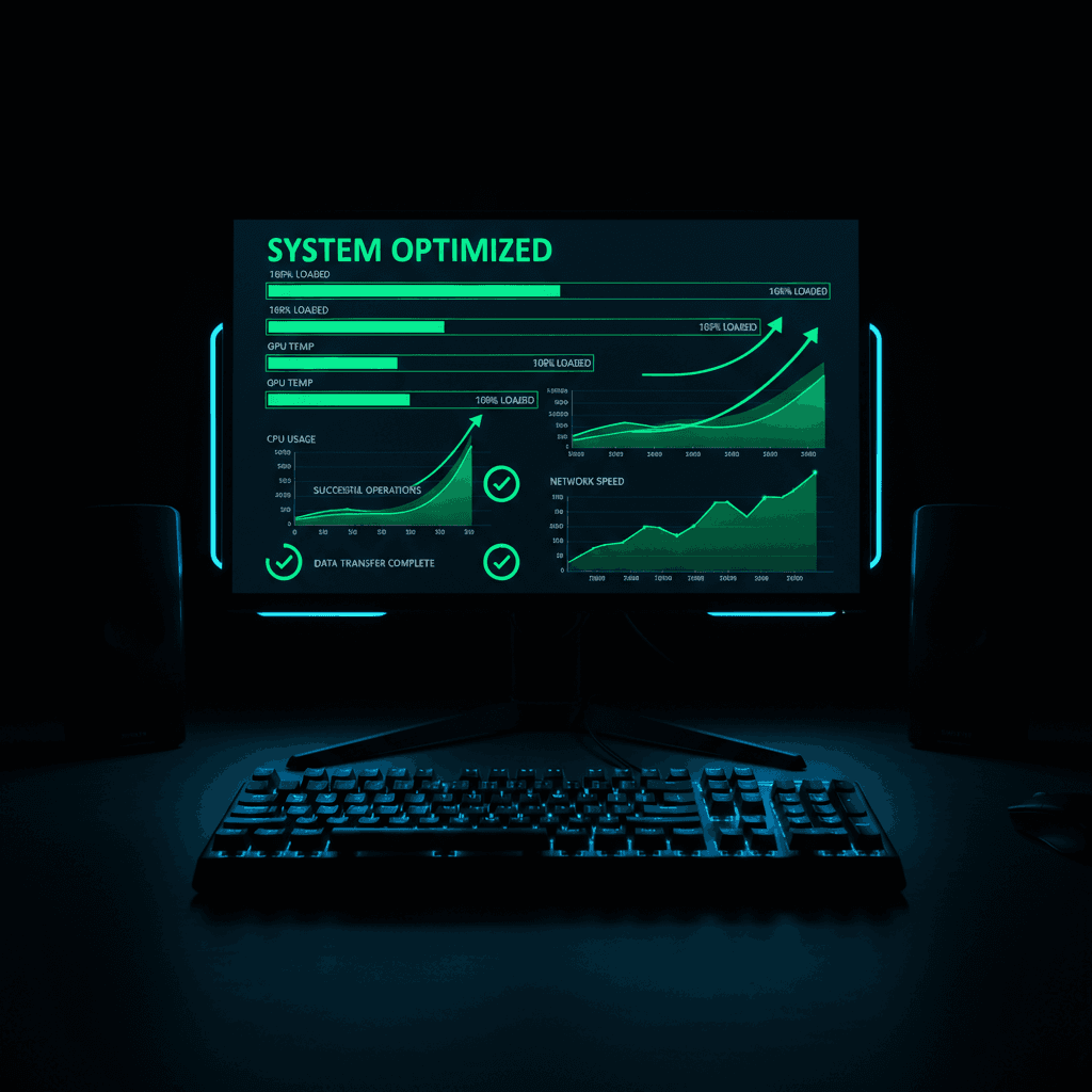 Performance analytics dashboard showing optimized website metrics
